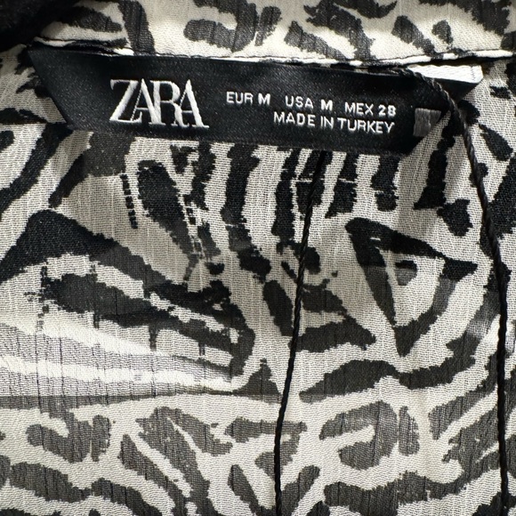 🖤🤍 ZARA Zebra Print Belted Shirt Dress – Size M | New (No Tags) - Picture 3 of 4